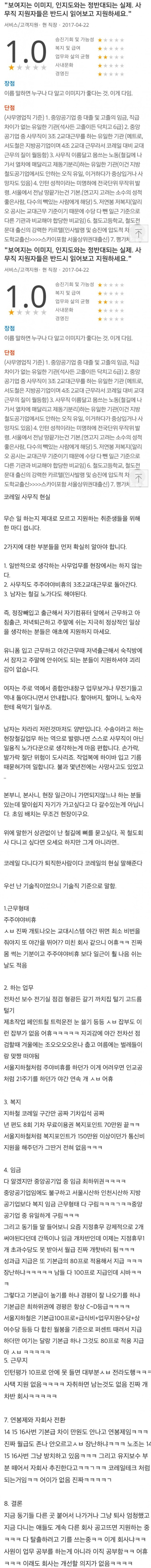 비관적인 코레일 현직자들